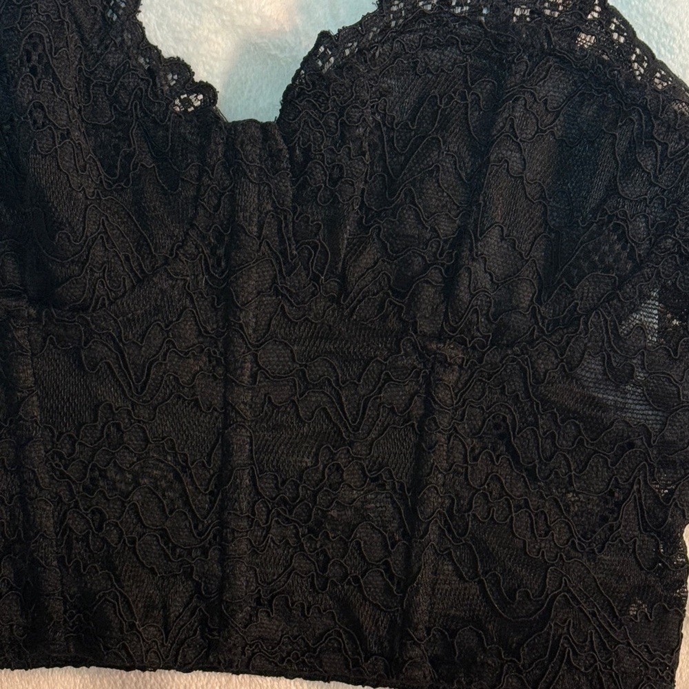 Zara Black Lace Crop Top Small NWOT - Picture 2 of 4